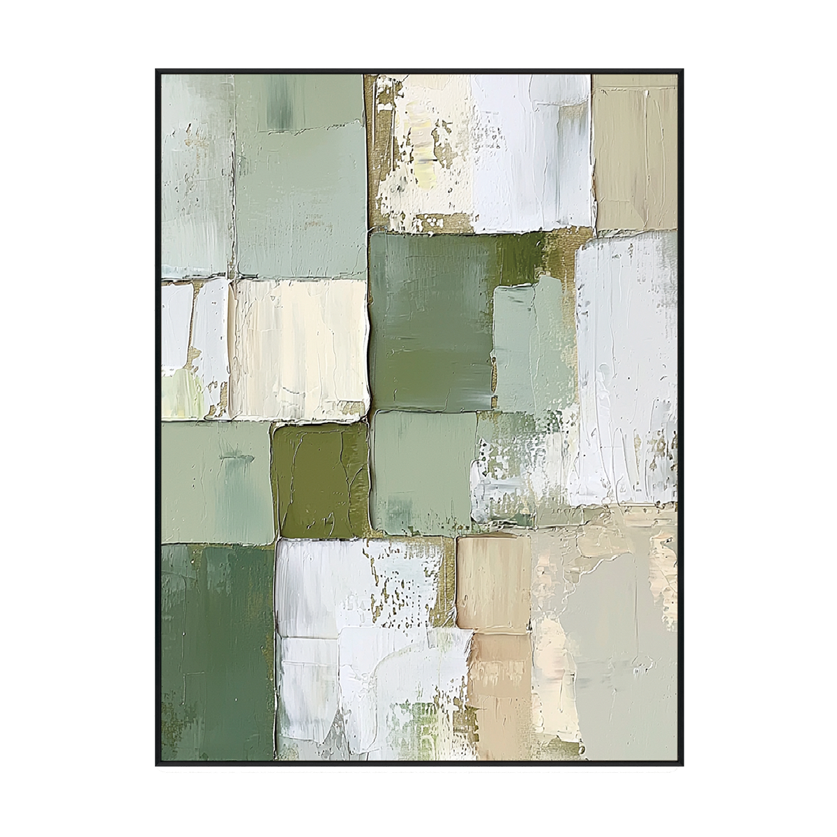 Verdant Balance Green and Beige Abstract Painting #RAX1（213）