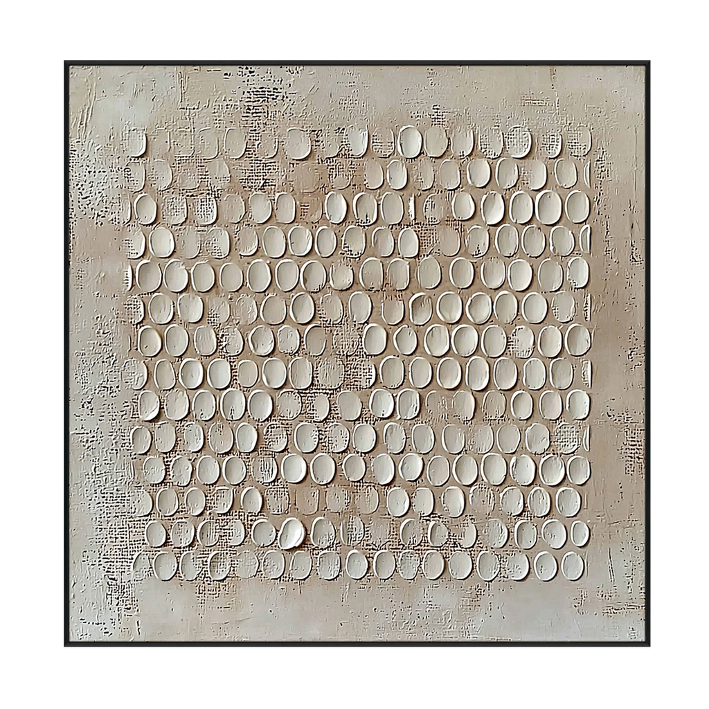 Whispered Symmetry White Minimalist Textured Painting #RBH6