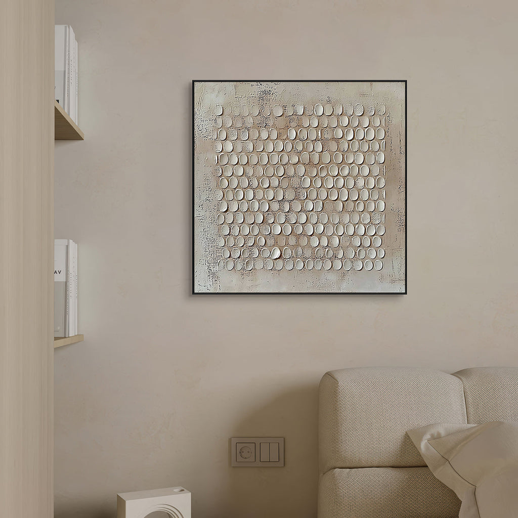 Whispered Symmetry White Minimalist Textured Painting #RBH6