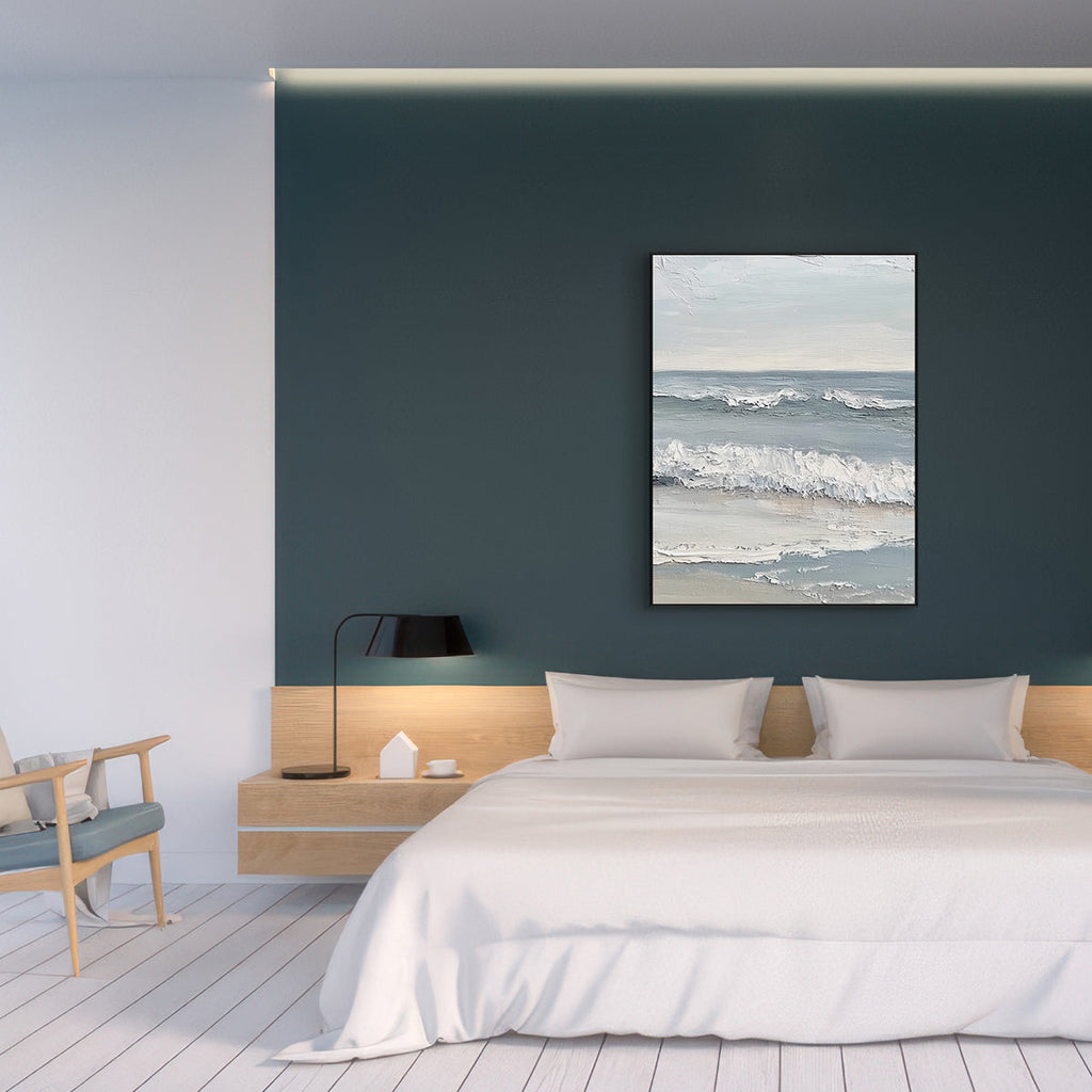 Whispering Tide Minimalist Seascape Textured Painting #RCK7（77）