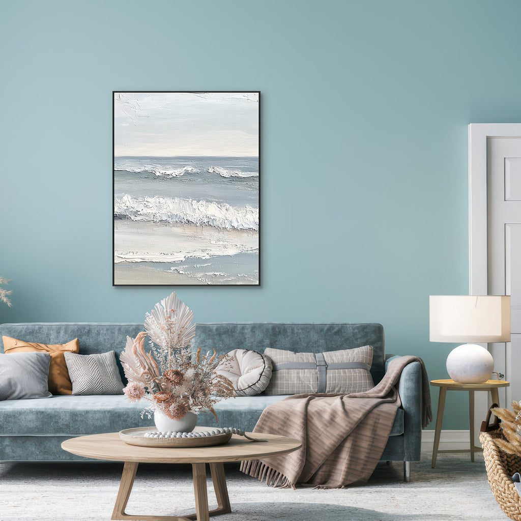 Whispering Tide Minimalist Seascape Textured Painting #RCK7（77）