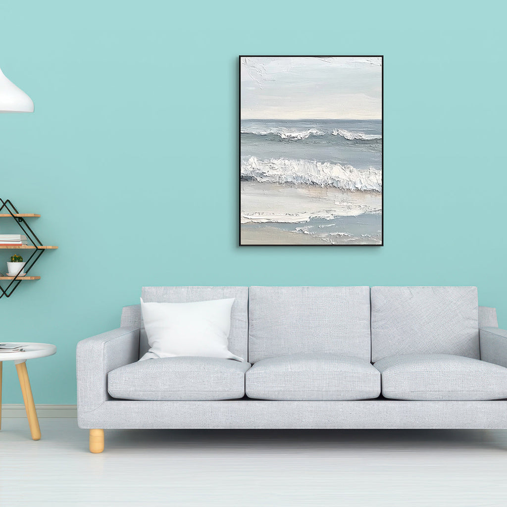 Whispering Tide Minimalist Seascape Textured Painting #RCK7（77）
