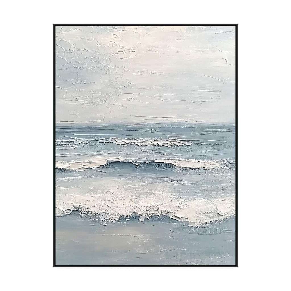 Calm Horizon Soft Blue Seascape Textured Painting #RCK7(78)