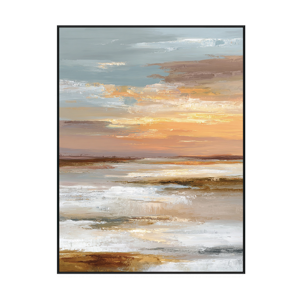 Golden Horizon Abstract Sunset Landscape Painting #RFX4（77）
