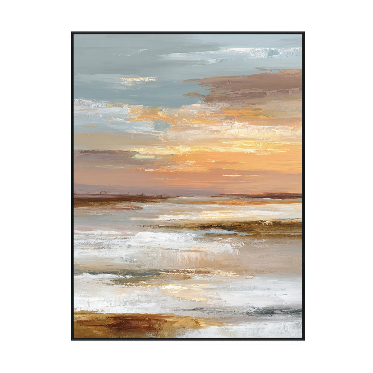 Golden Horizon Abstract Sunset Landscape Painting #RFX4（77）