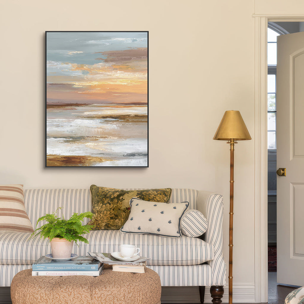 Golden Horizon Abstract Sunset Landscape Painting #RFX4（77）