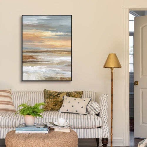 Amber Skies Abstract Landscape Horizon Painting #RFX4(78)