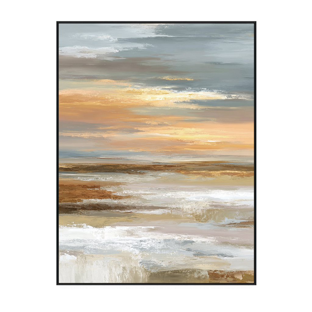 Amber Skies Abstract Landscape Horizon Painting #RFX4(78)