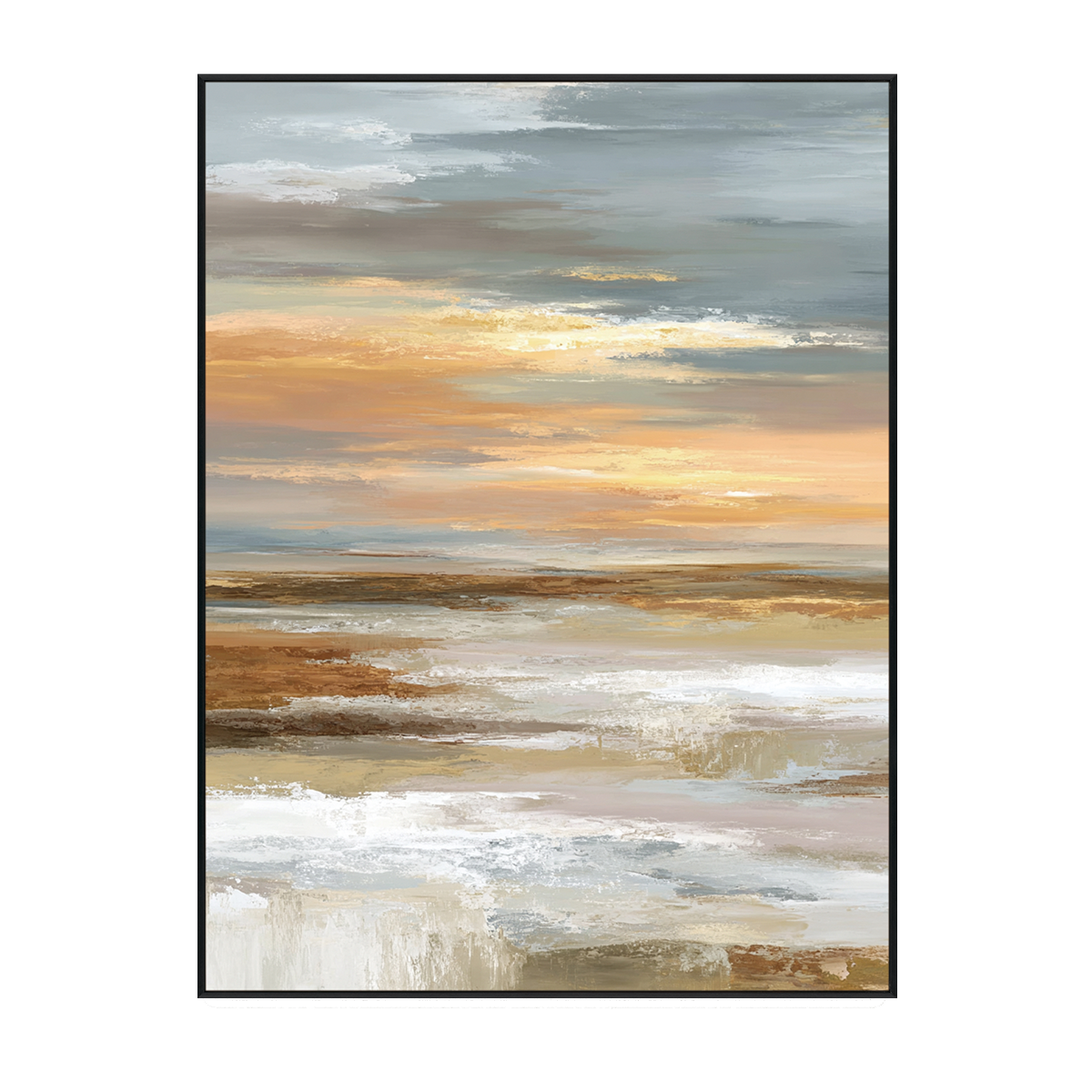 Amber Skies Abstract Landscape Horizon Painting #RFX4(78)