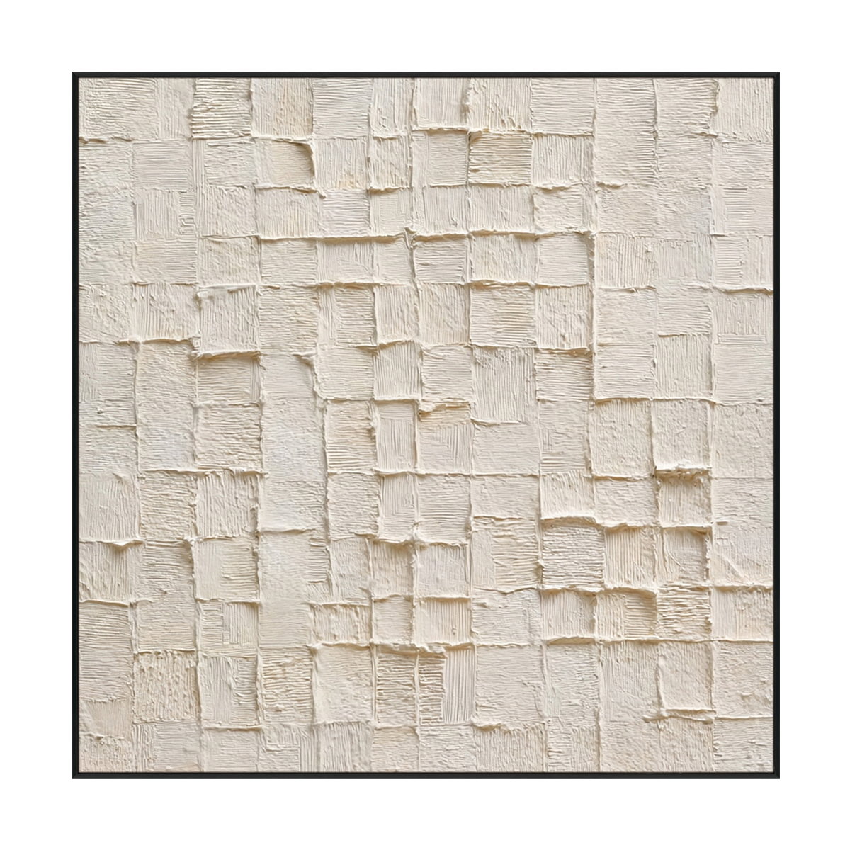Whisper Grid White Textured Abstract Painting RGH5（43）
