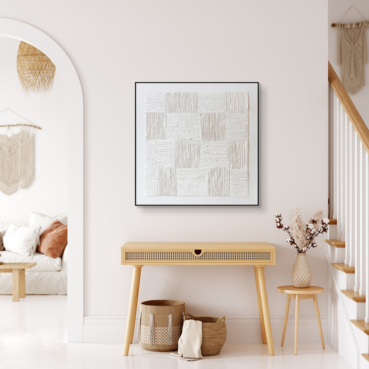 Silent Structure White Textured Minimalist Painting #RGH5