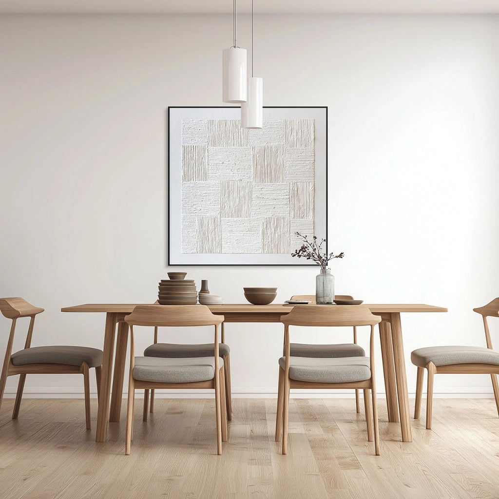 Silent Structure White Textured Minimalist Painting #RGH5