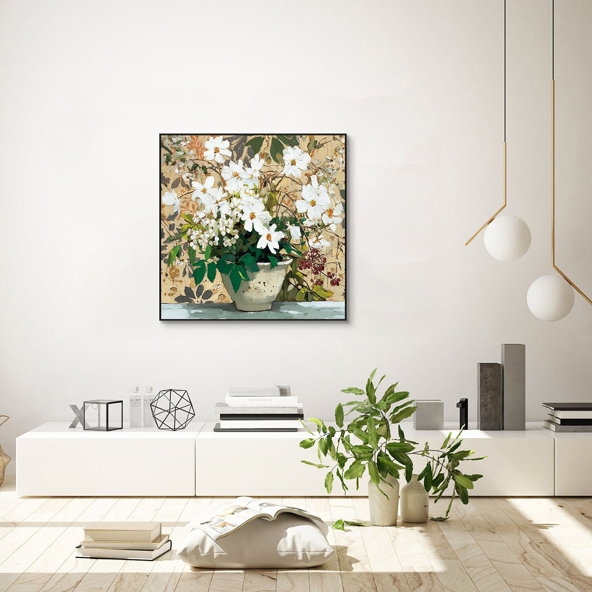 Whispering Petals White Floral Still Life Painting #RGK1448