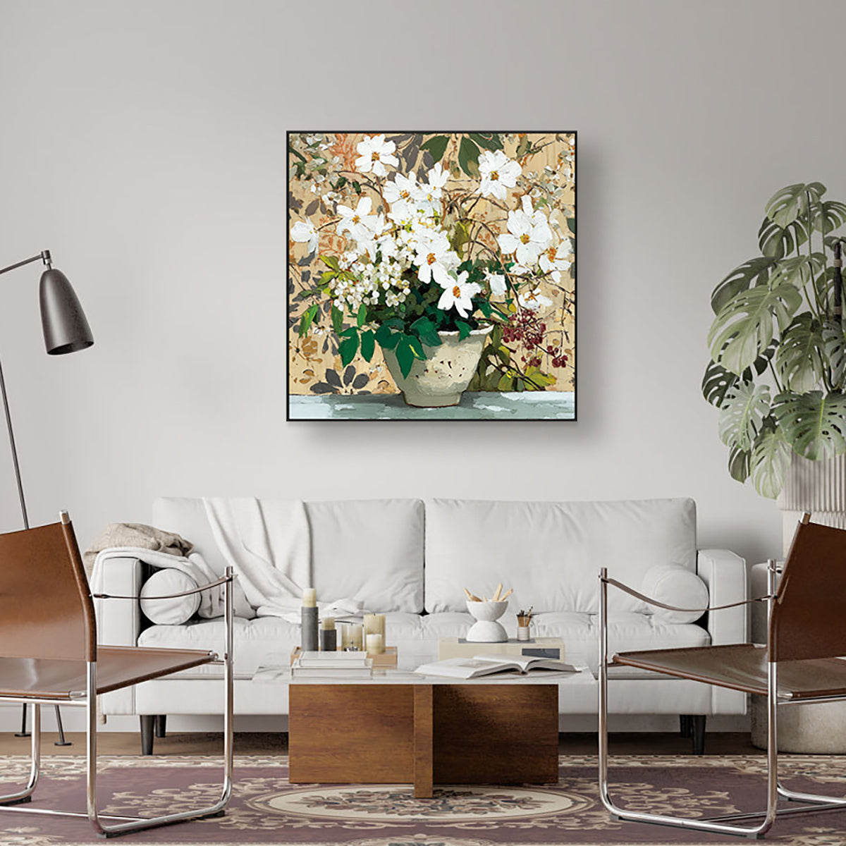 Whispering Petals White Floral Still Life Painting #RGK1448