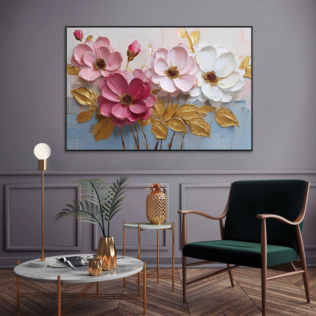 Blush Harmony Textured Floral Painting #RIH3