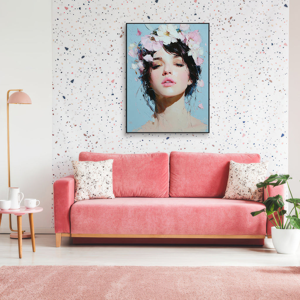 Blossom Muse Textured Feminine Portrait Painting #RIK1（236）