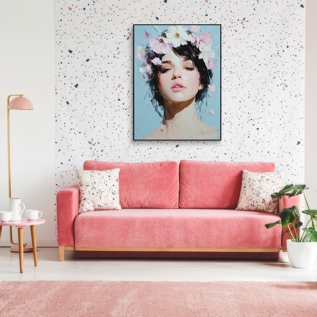 Blossom Muse Textured Feminine Portrait Painting #RIK1（236）