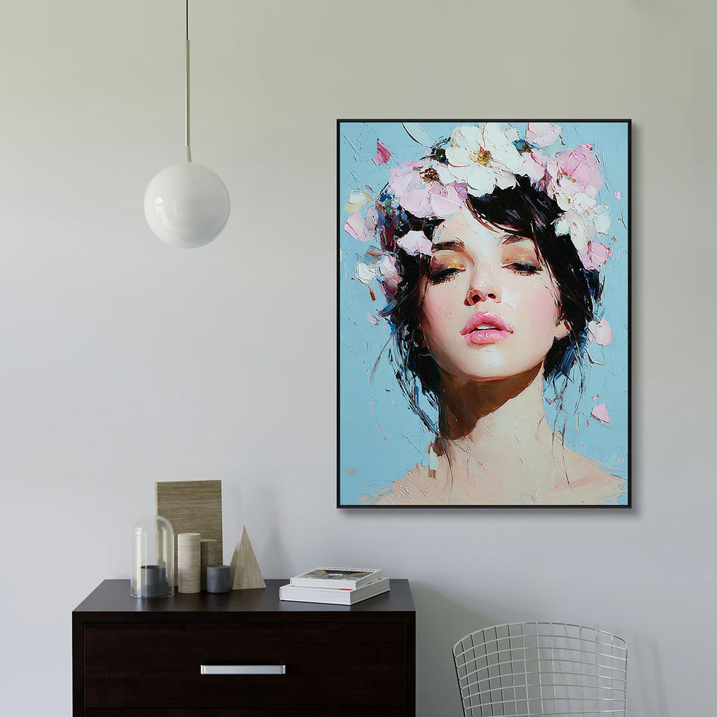 Blossom Muse Textured Feminine Portrait Painting #RIK1（236）