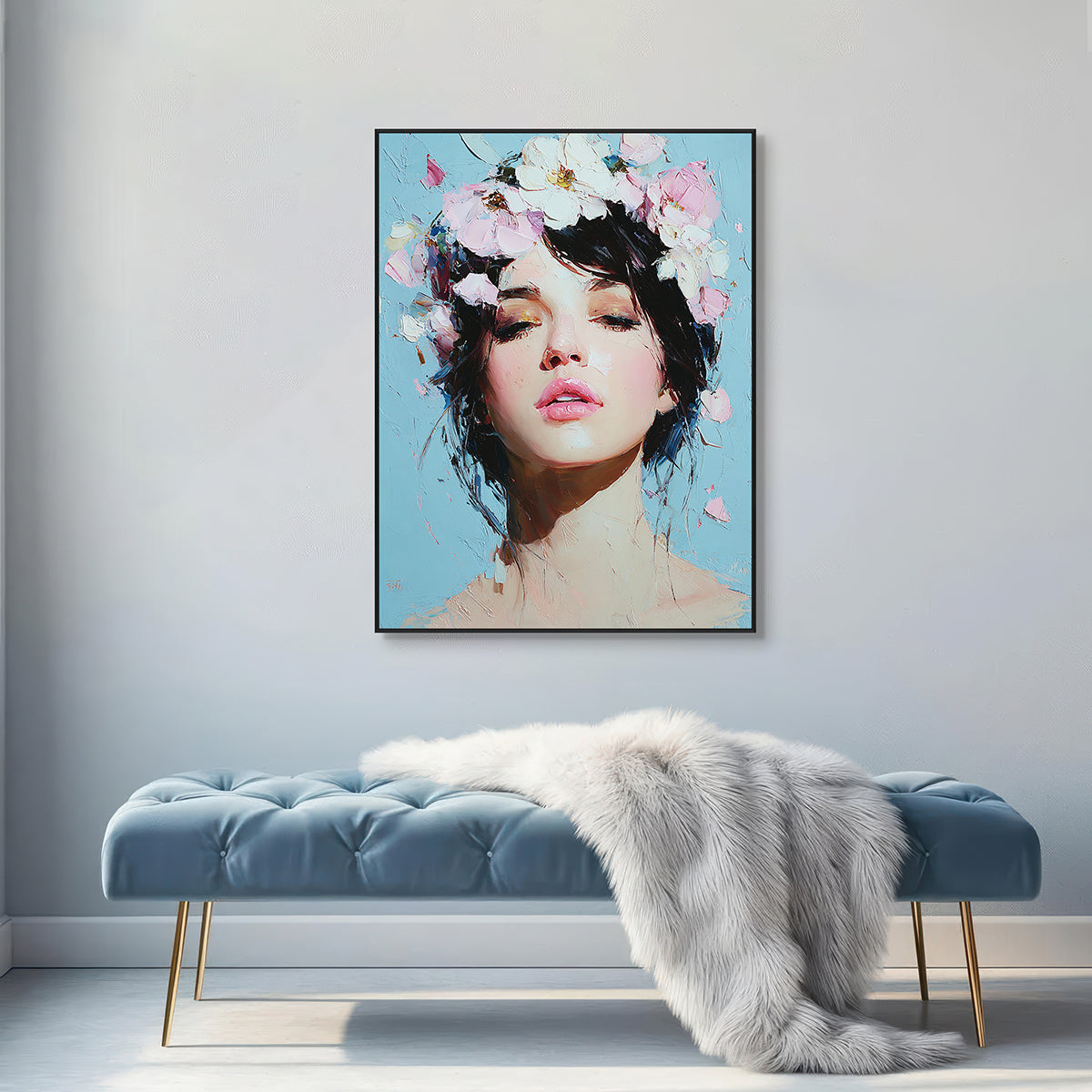 Blossom Muse Textured Feminine Portrait Painting #RIK1（236）