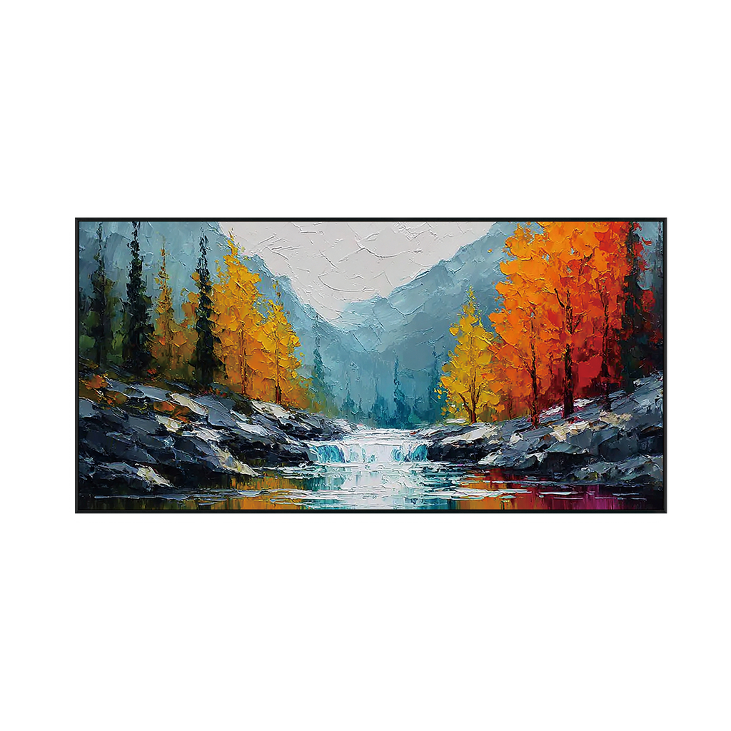 Autumn Cascade Textured Landscape Painting #RIK1 (241)