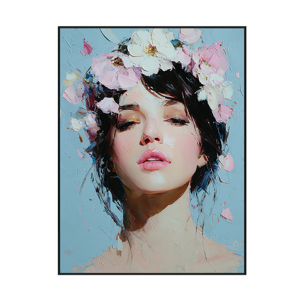 Blossom Muse Textured Feminine Portrait Painting #RIK1（236）