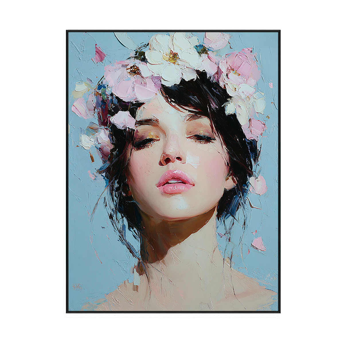 Blossom Muse Textured Feminine Portrait Painting #RIK1（236）