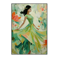 Emerald Grace Modern Woman in Green Abstract Painting #RIK1(256)