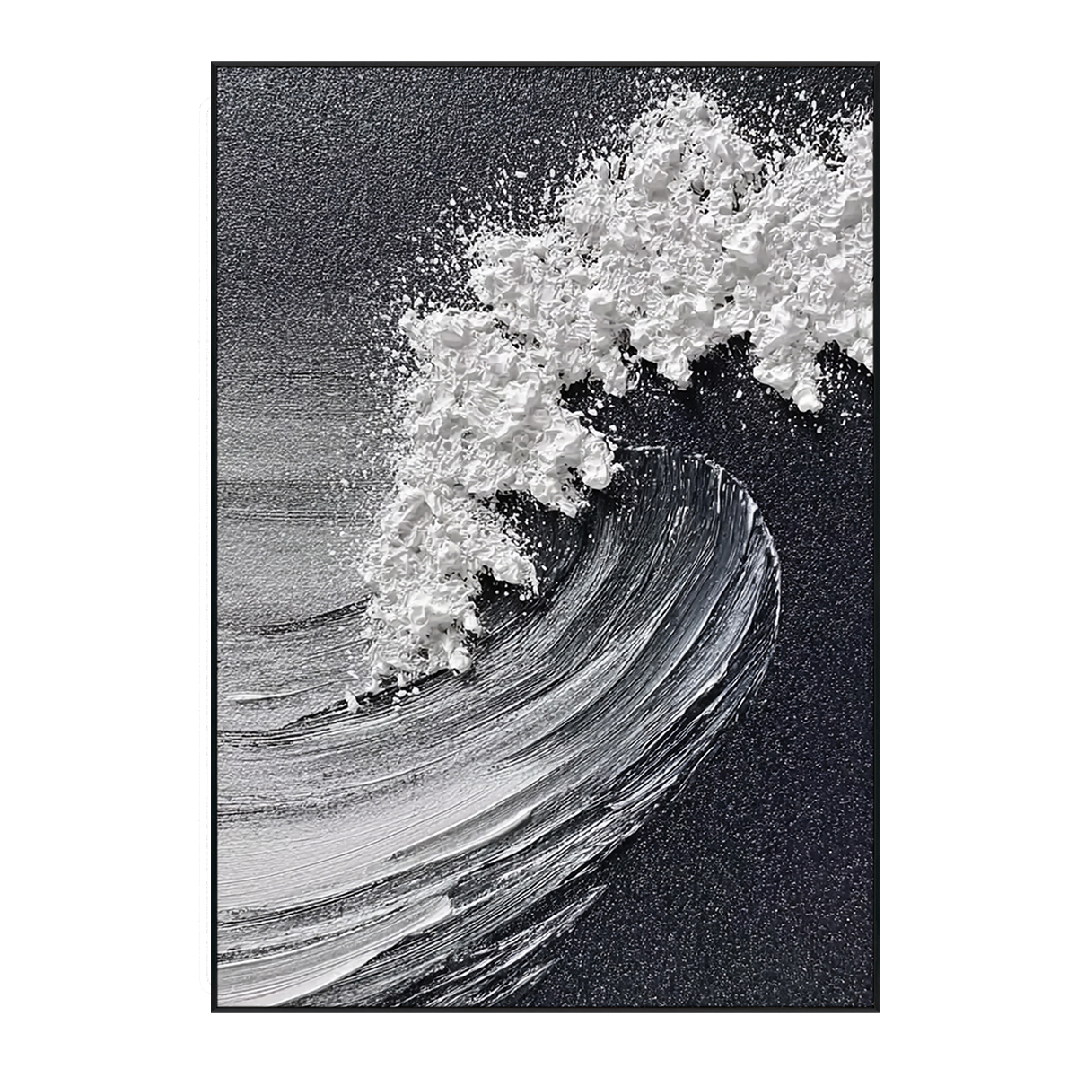 Frozen Wave  Black and White Textured Abstract Painting #RIS2