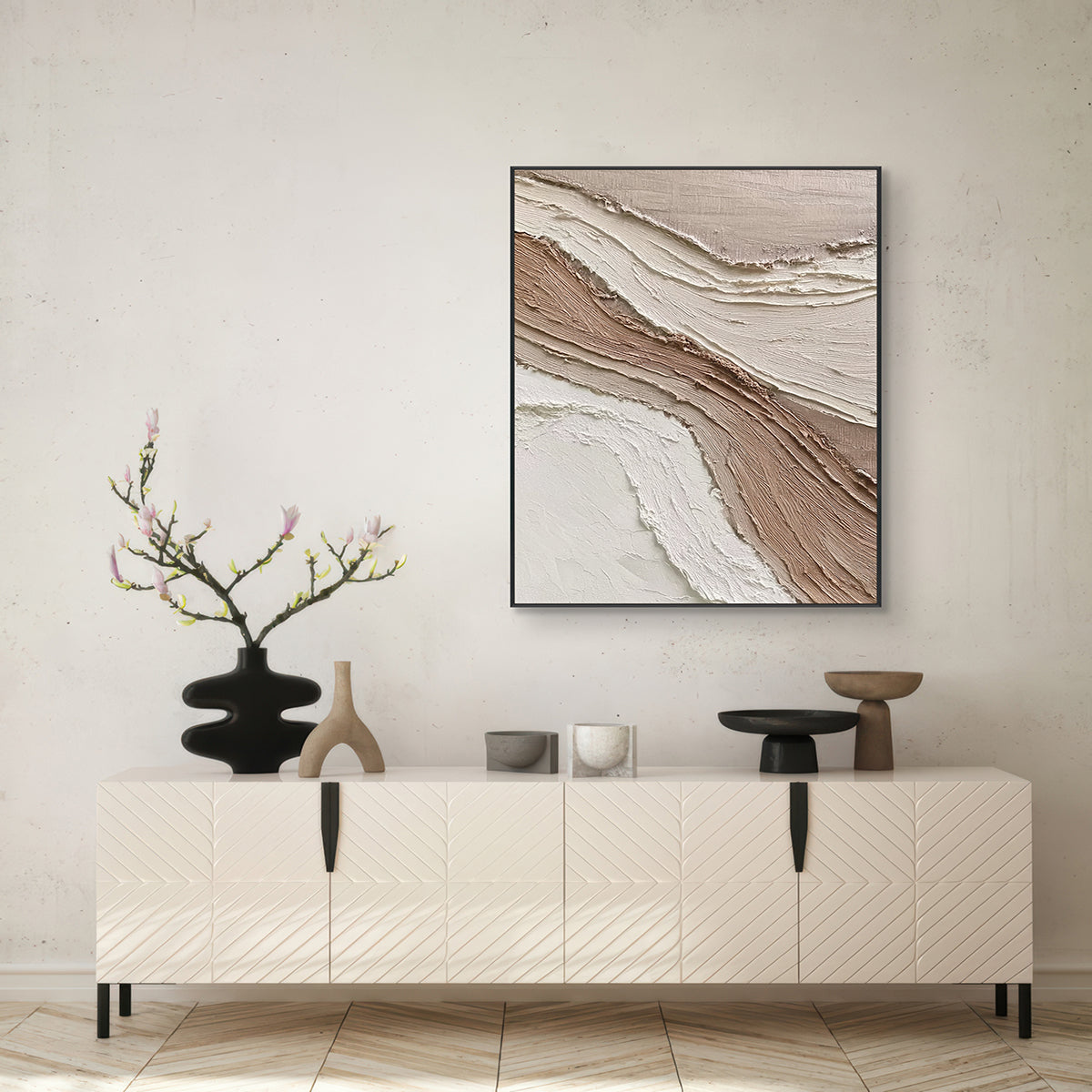 Sienna Flow Textured Abstract Painting #RIS2(158)