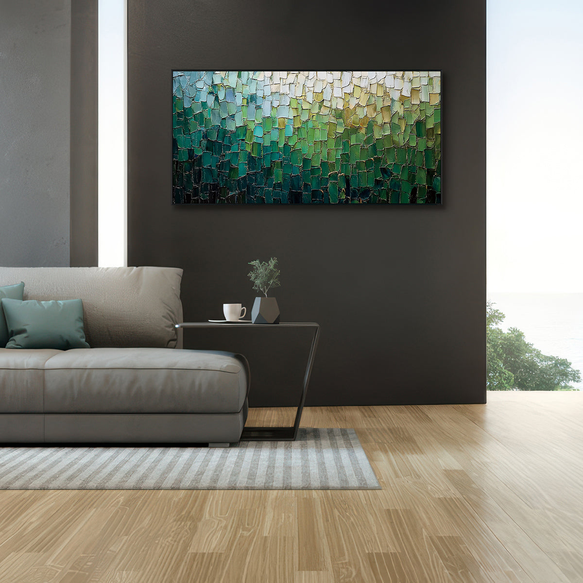 Emerald Mosaic Textured Abstract Painting #RIS2 (314)