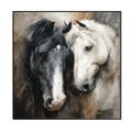 Eternal Bond Black and White Horse Painting #RIX1（473）