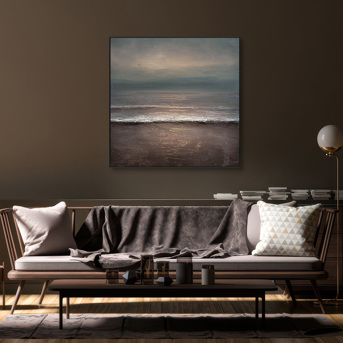 Twilight Shore Ocean Horizon Painting #RIX1