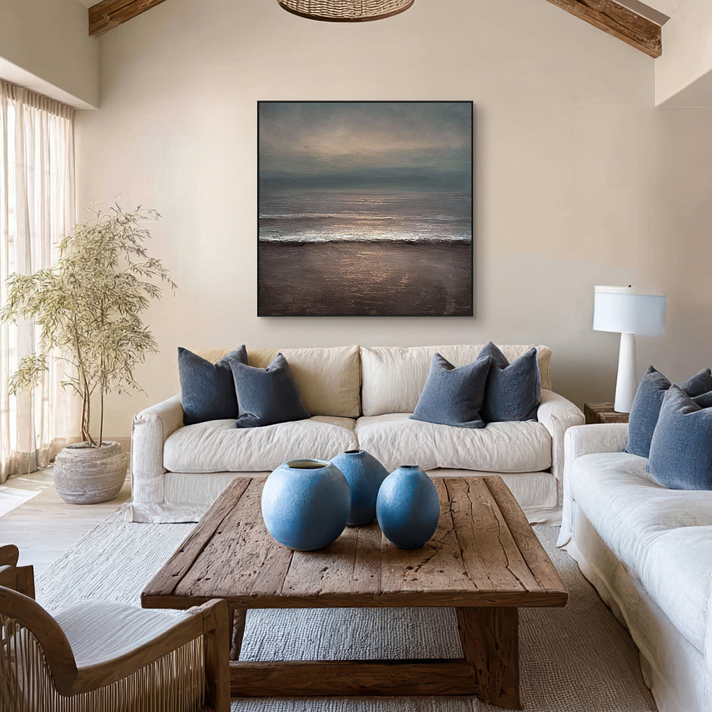Twilight Shore Ocean Horizon Painting #RIX1
