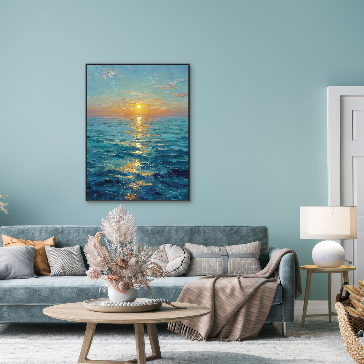 Golden Horizon Seascape Oil Painting #RIX1 (454)