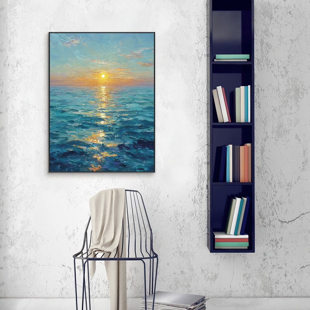 Golden Horizon Seascape Oil Painting #RIX1 (454)