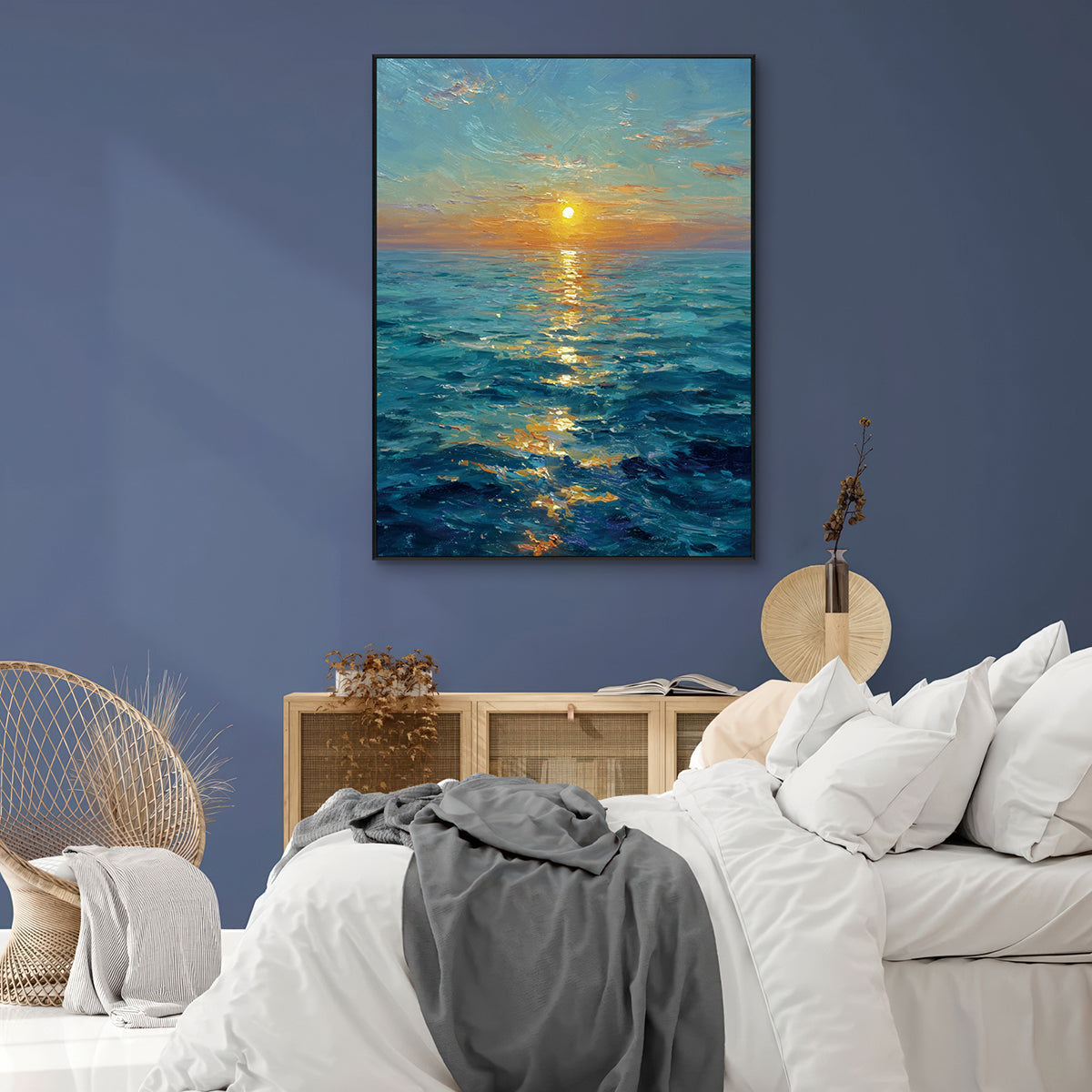 Golden Horizon Seascape Oil Painting #RIX1 (454)