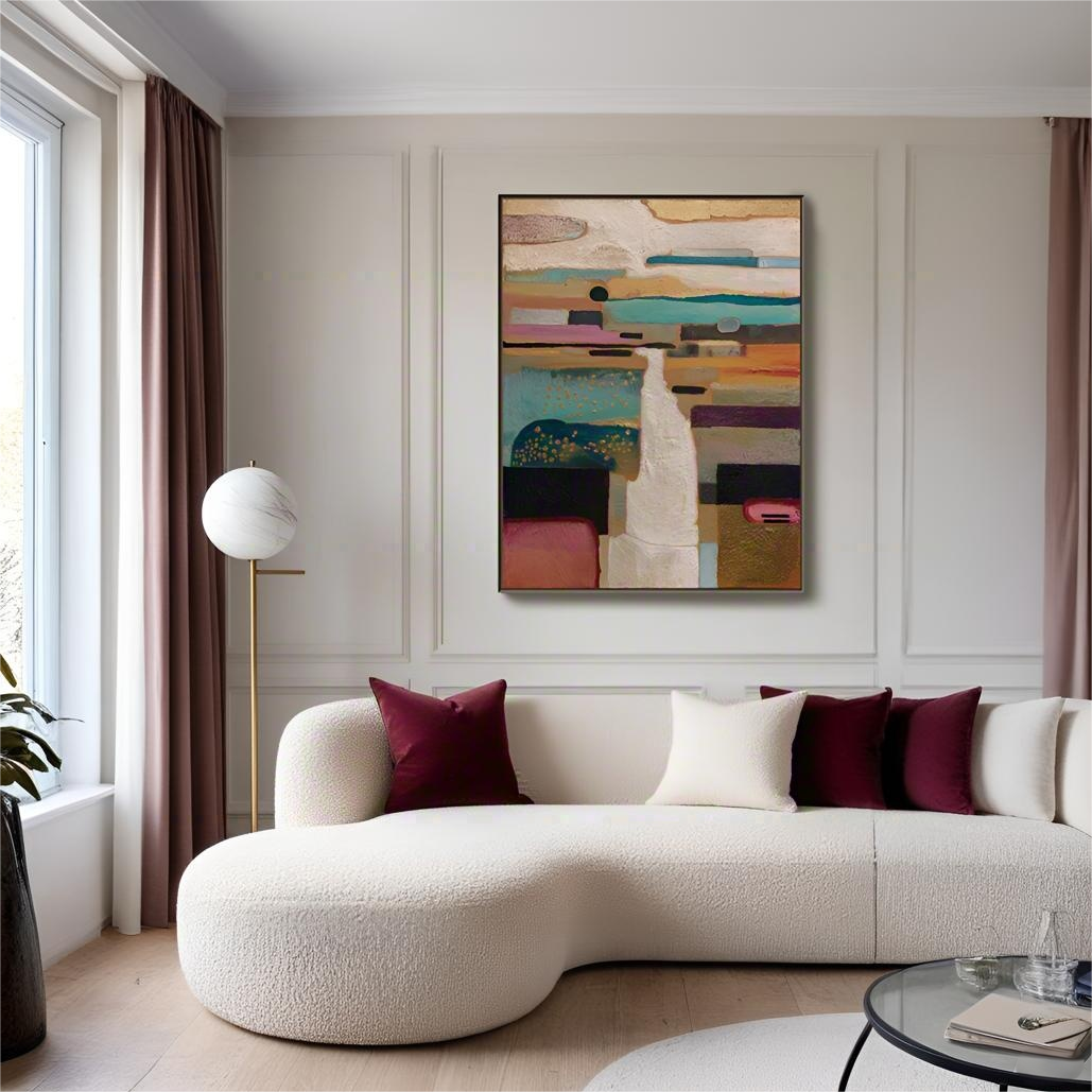 Terracotta Horizons: A Contemporary Abstract Landscape Wall Art