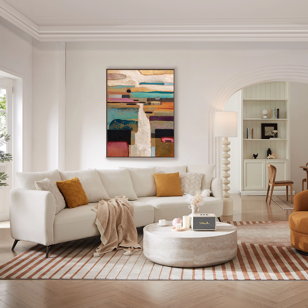 Terracotta Horizons: A Contemporary Abstract Landscape Wall Art