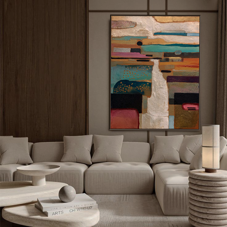 Terracotta Horizons: A Contemporary Abstract Landscape Wall Art