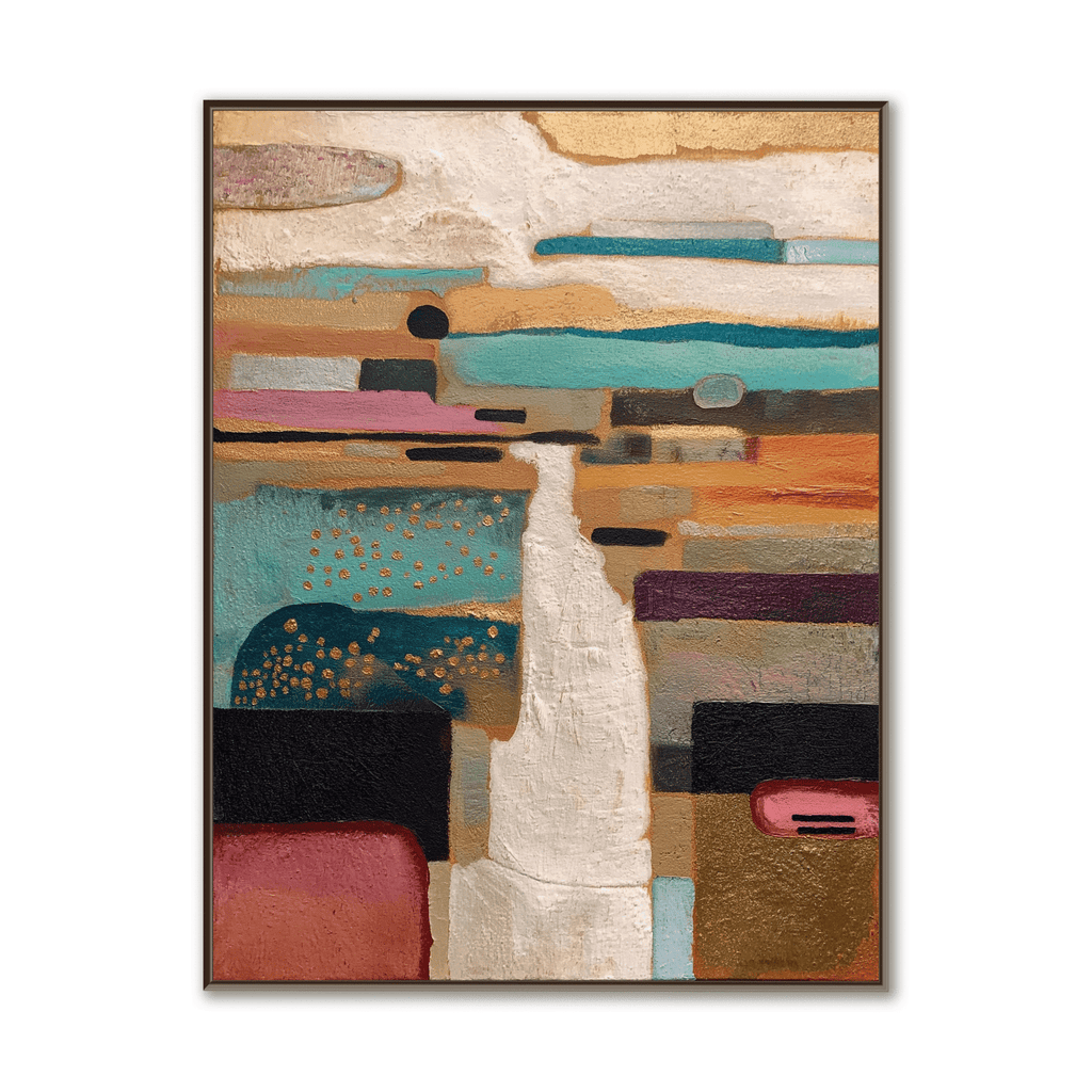 Terracotta Horizons: A Contemporary Abstract Landscape Wall Art