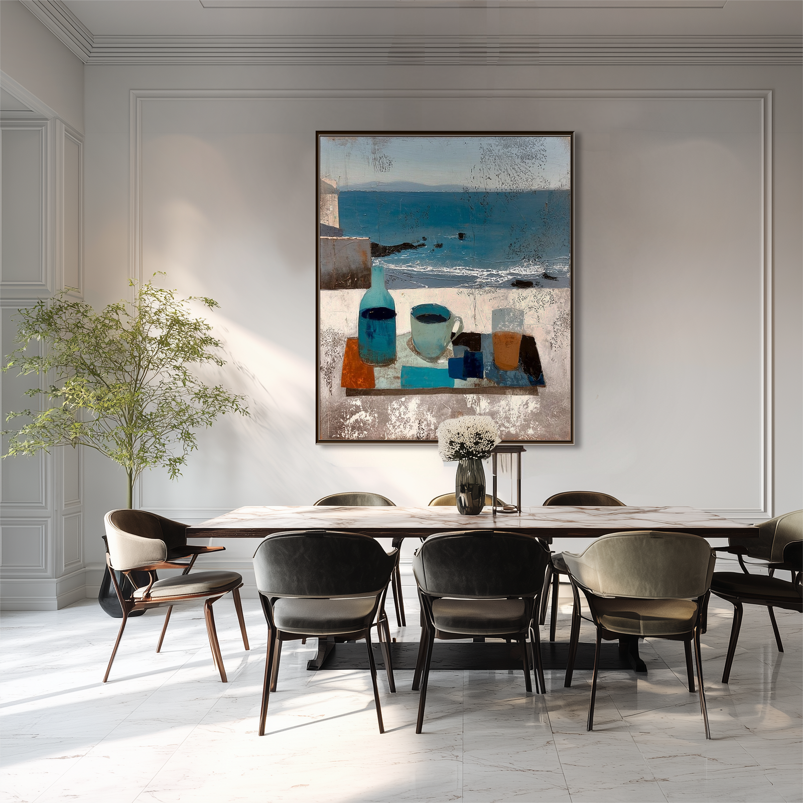 Seaside Still Life: A Serene Coastal Wall Art for Kitchen Decor