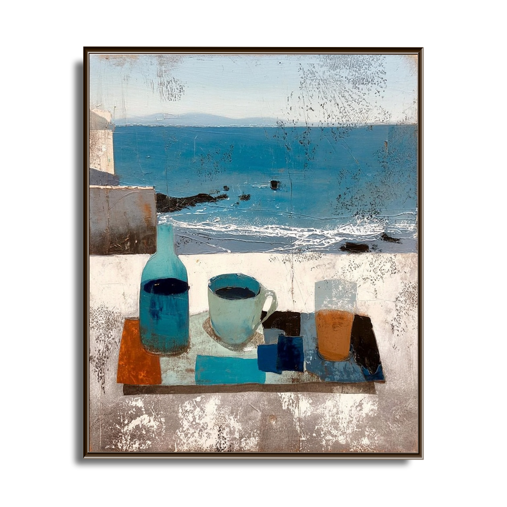 Seaside Still Life: A Serene Coastal Wall Art for Kitchen Decor