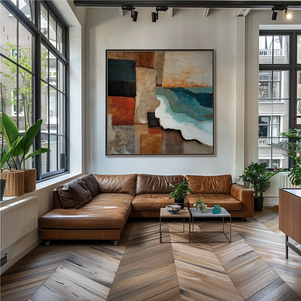 Coastal Collage: An Abstract Coastal Art for Dining Room Decor