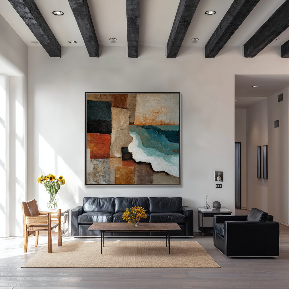 Coastal Collage: An Abstract Coastal Art for Dining Room Decor