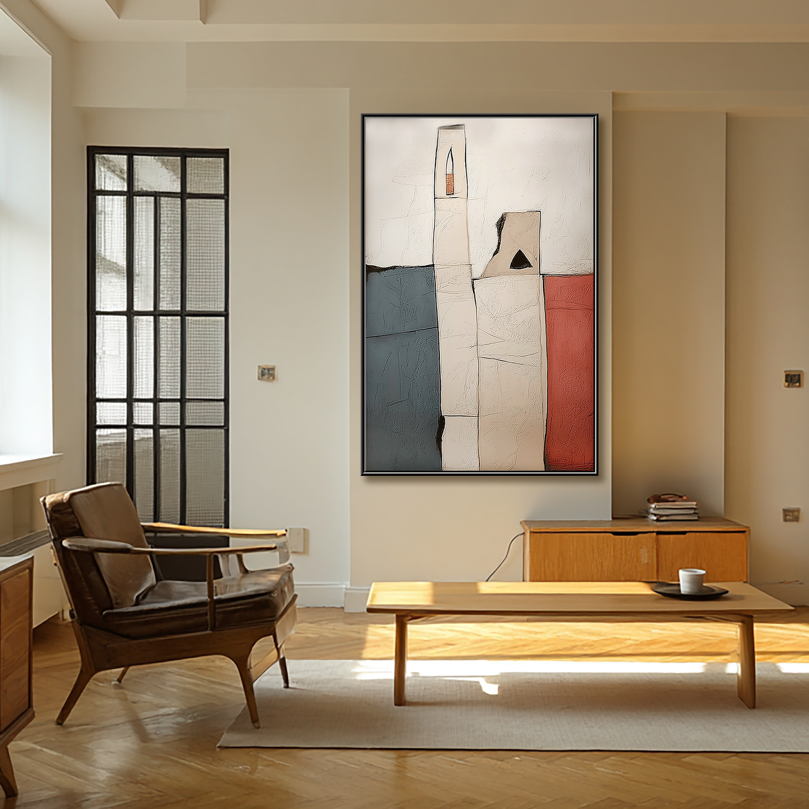 Silent Structures: Minimalist Textured Abstract Cityscape Painting for Entryway Decor