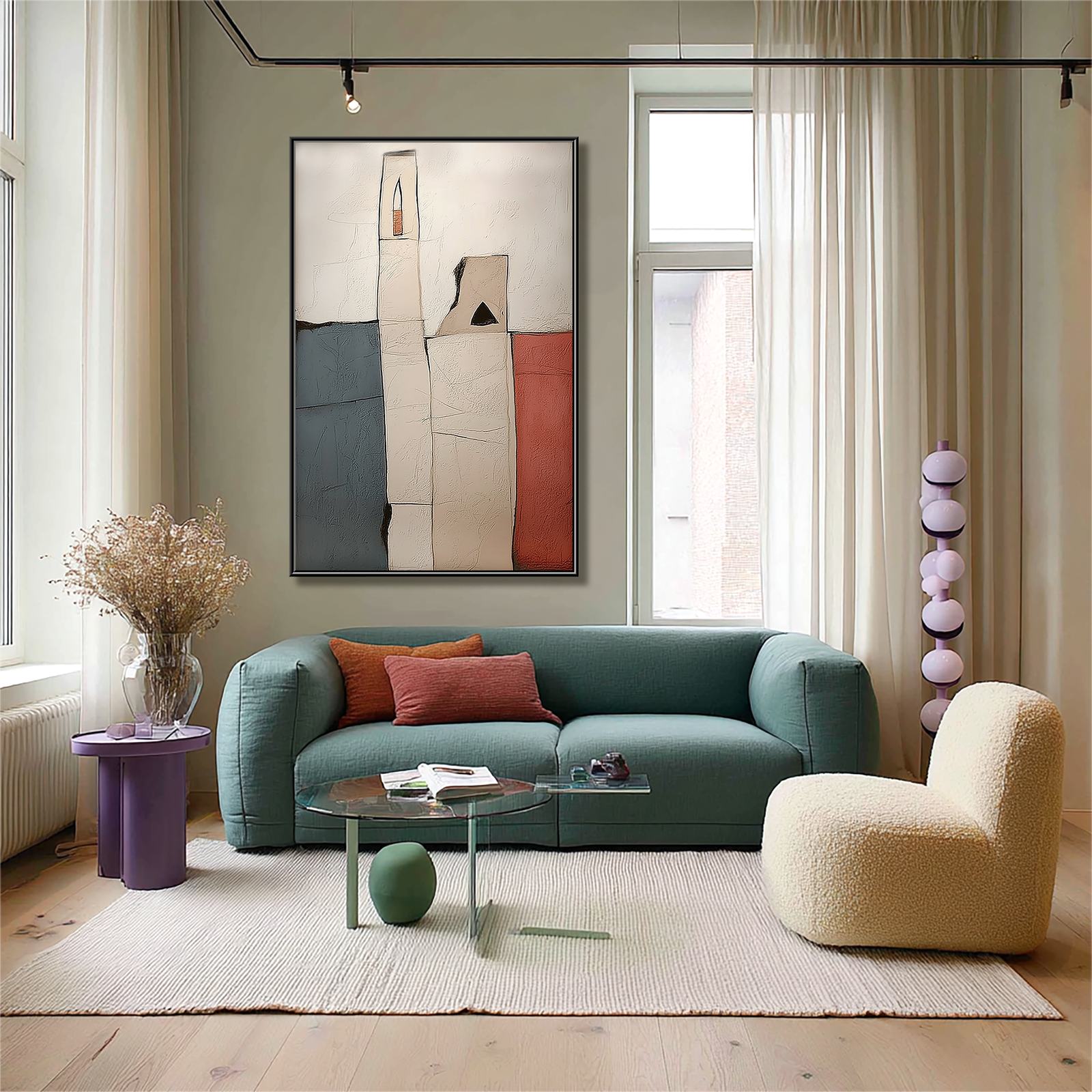 Silent Structures: Minimalist Textured Abstract Cityscape Painting for Entryway Decor