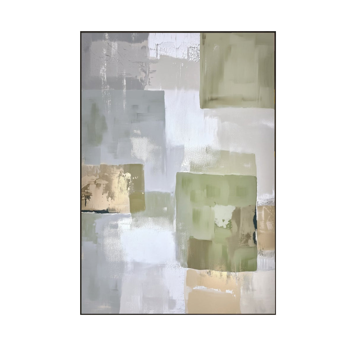 Soft Green Geometry – Abstract Blocks Painting