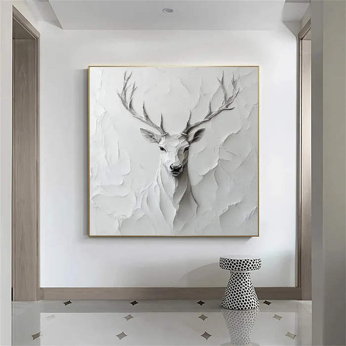Silent Grace Deer Textured Painting #AR013
