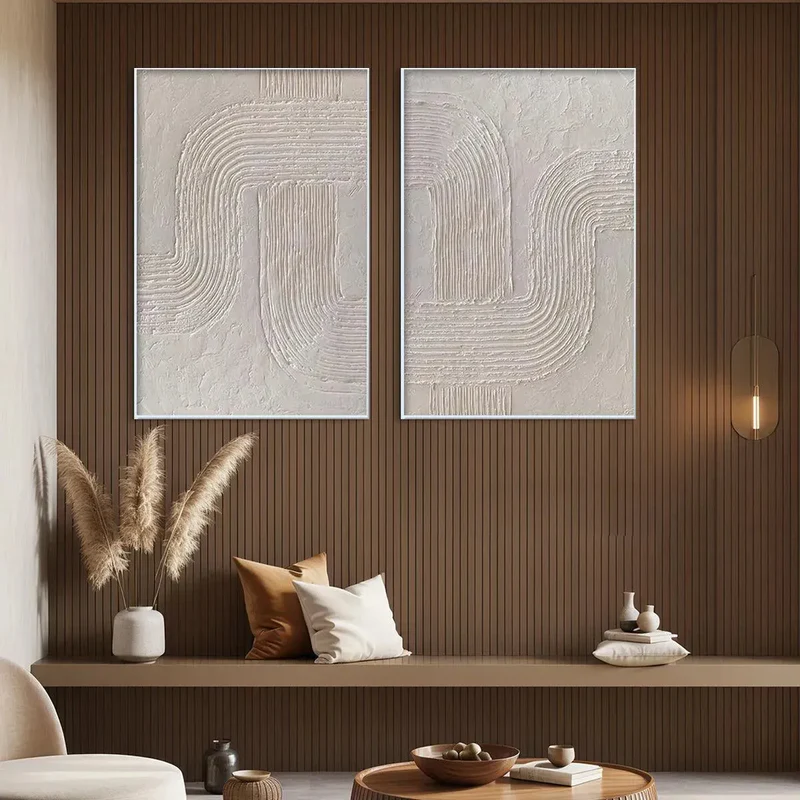Set of 2 Minimalist Textured Paintings