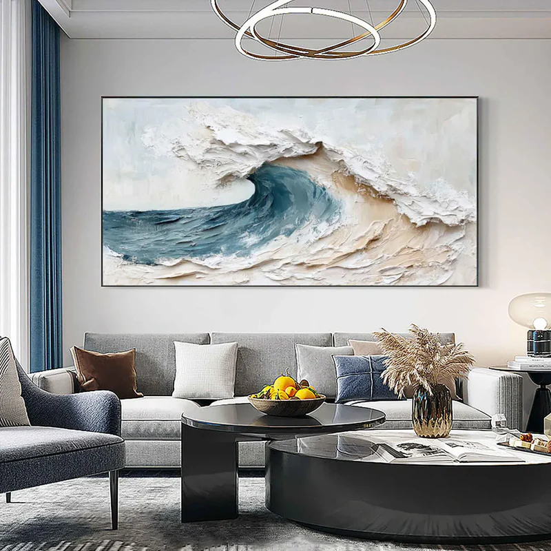 Ocean Crest Textured Wave Painting
